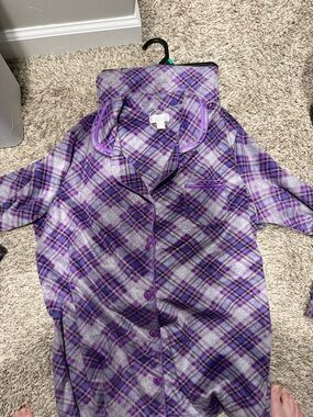Purple Plaid Button-Up Pajama Top